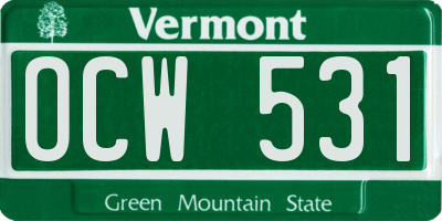 VT license plate OCW531