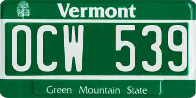 VT license plate OCW539