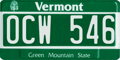 VT license plate OCW546