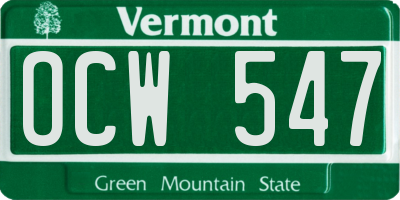 VT license plate OCW547