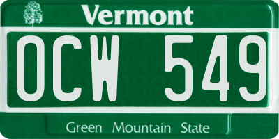 VT license plate OCW549