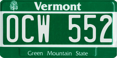 VT license plate OCW552