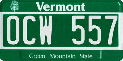 VT license plate OCW557