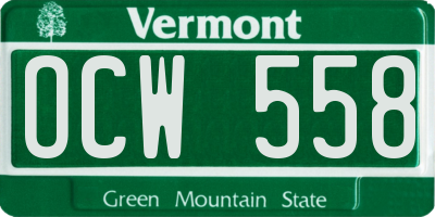 VT license plate OCW558