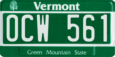 VT license plate OCW561