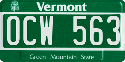 VT license plate OCW563
