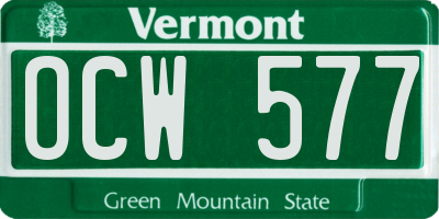 VT license plate OCW577