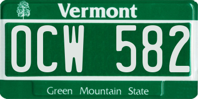 VT license plate OCW582