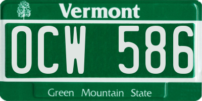 VT license plate OCW586
