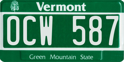 VT license plate OCW587
