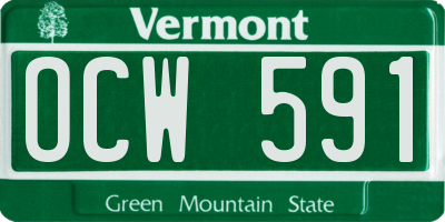 VT license plate OCW591