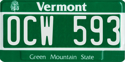 VT license plate OCW593