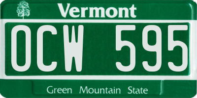 VT license plate OCW595