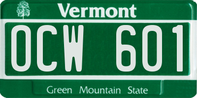 VT license plate OCW601