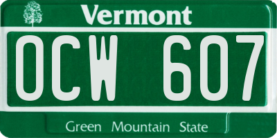 VT license plate OCW607