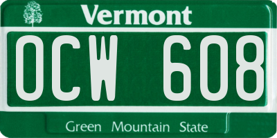 VT license plate OCW608