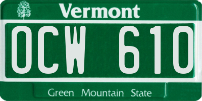 VT license plate OCW610