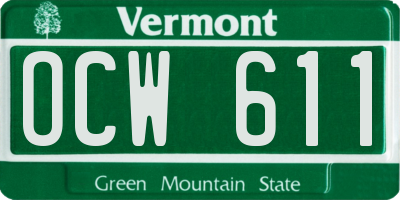 VT license plate OCW611