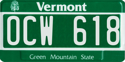 VT license plate OCW618