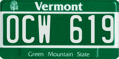 VT license plate OCW619