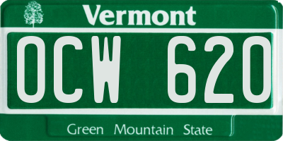 VT license plate OCW620