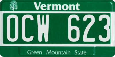 VT license plate OCW623