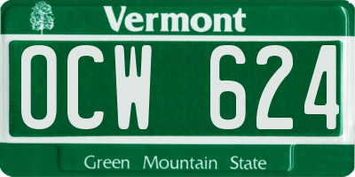 VT license plate OCW624