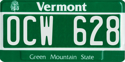 VT license plate OCW628