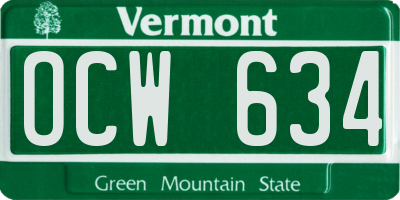 VT license plate OCW634