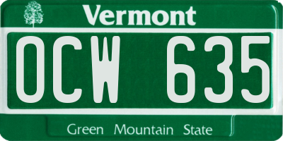 VT license plate OCW635