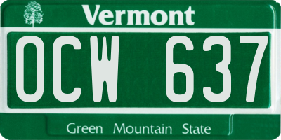 VT license plate OCW637
