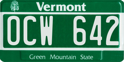 VT license plate OCW642