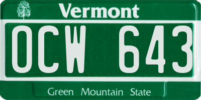 VT license plate OCW643