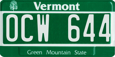 VT license plate OCW644