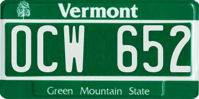 VT license plate OCW652