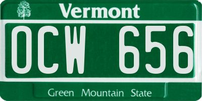 VT license plate OCW656