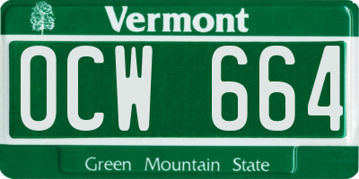 VT license plate OCW664