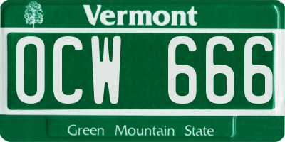 VT license plate OCW666