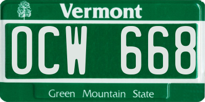 VT license plate OCW668