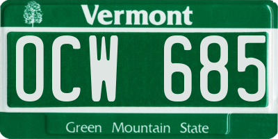 VT license plate OCW685