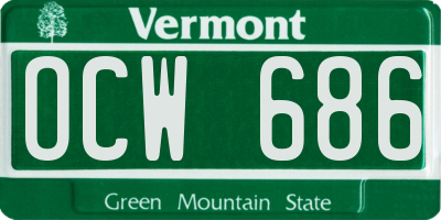 VT license plate OCW686
