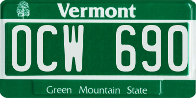 VT license plate OCW690