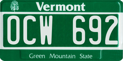 VT license plate OCW692