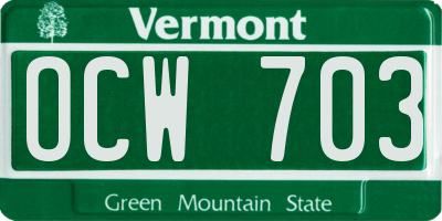 VT license plate OCW703