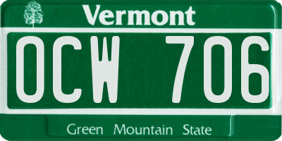 VT license plate OCW706