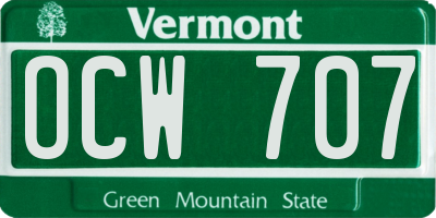 VT license plate OCW707