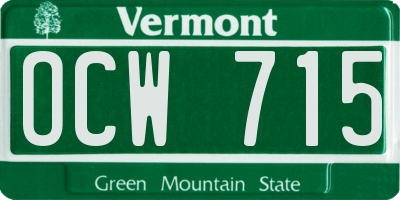 VT license plate OCW715