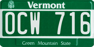 VT license plate OCW716