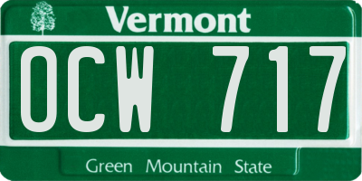 VT license plate OCW717