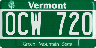 VT license plate OCW720